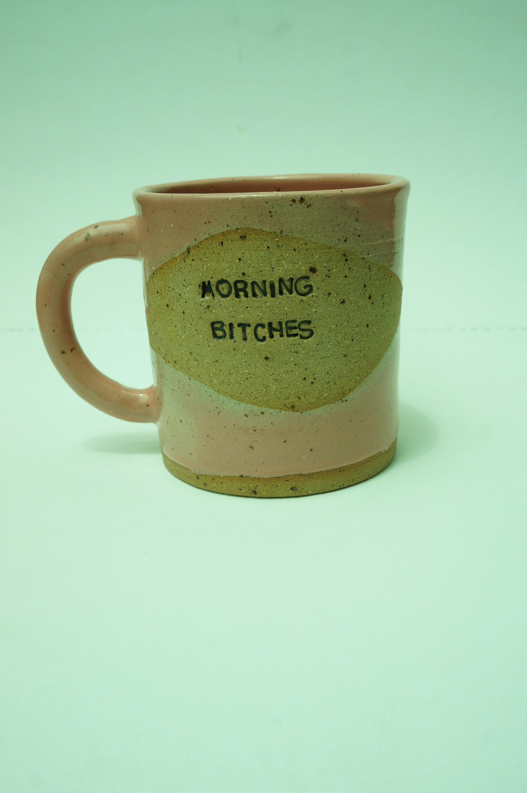 Pink MORNING BITCHES mug