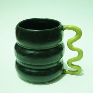 Black & chartreuse wavy mug